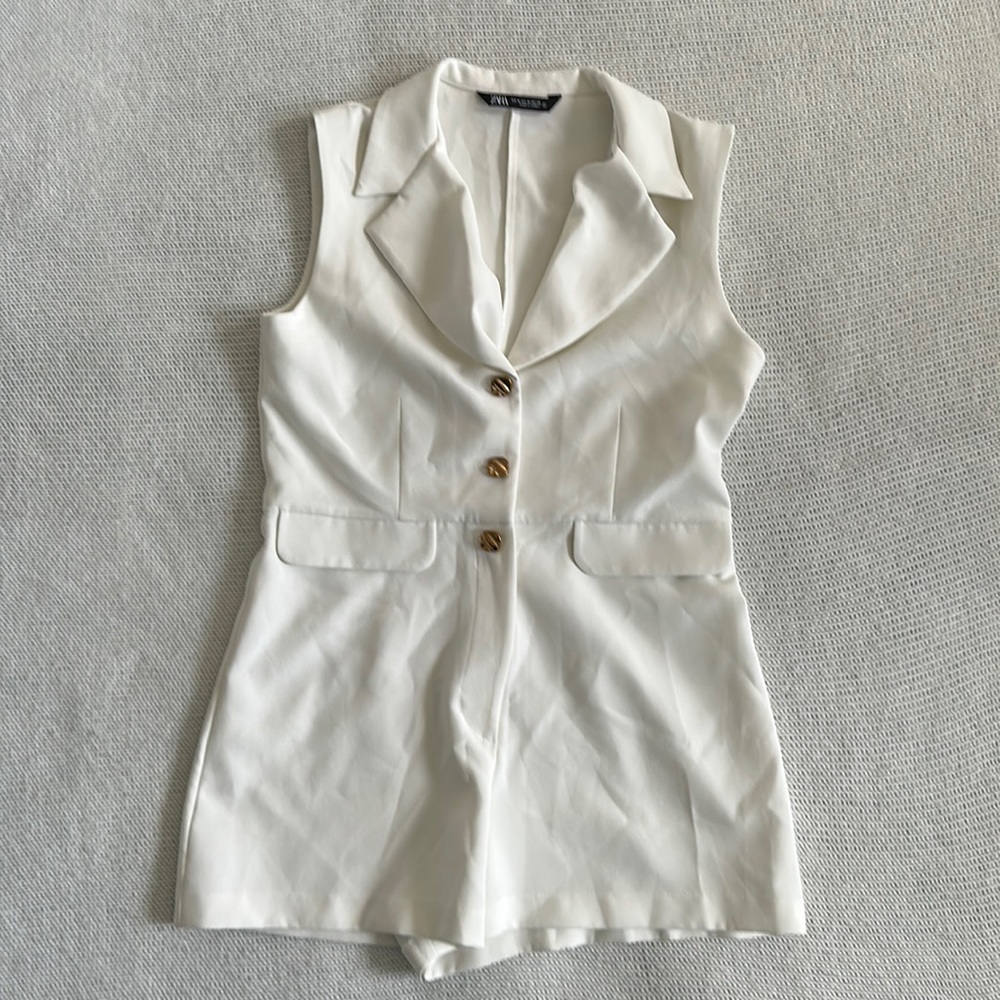 Zara Romper White with Gold Buttons Size Medium